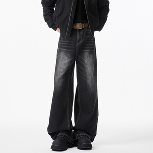 直筒宽松男2025秋冬潮牌阔腿长裤 复古水洗牛仔裤 STREET美式 INXX
