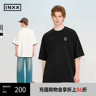 T恤街头风剪破毛边上衣男XRF2010845 INXX 假两件撞色解构短袖