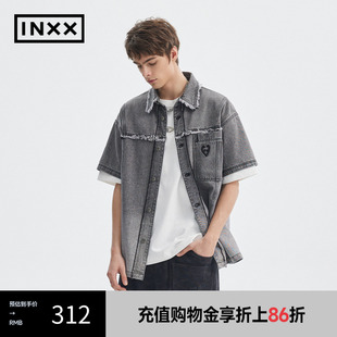 衬衫 潮牌夏新品 宽松牛仔短袖 APE2040730 男女同款 INXX APYD