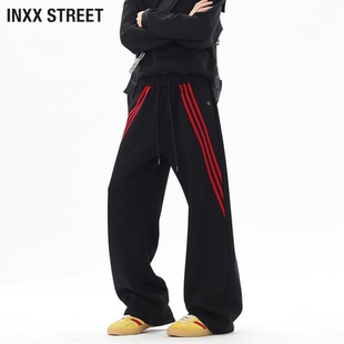 STREET美式 子休闲长裤 条纹运动复古男士 春秋宽松直筒裤 卫裤 INXX
