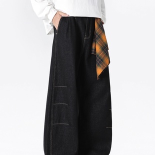 设计方巾弯刀男女宽松棉牛仔裤 复古春秋潮牌美式 STREET新款 INXX