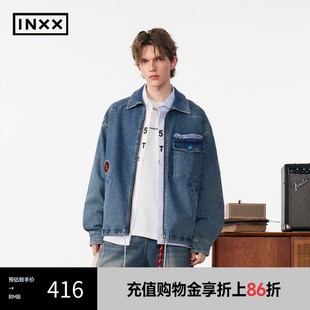 蓝色毛巾绣LOGO多口袋棉衣XME4141377 NXX 2024秋冬新款