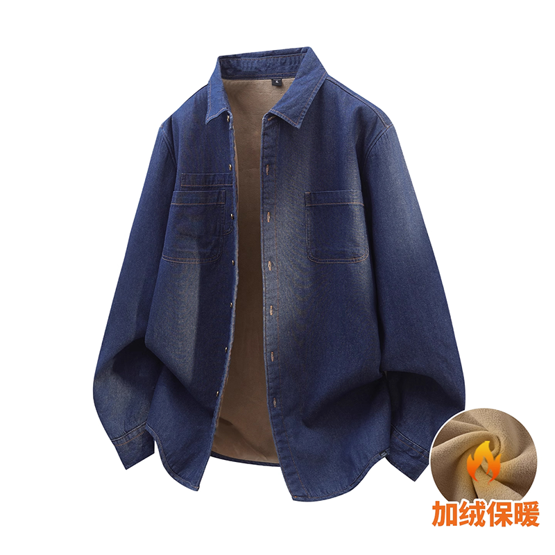 INXX STREET美式加绒牛仔衬衫外套冬季新款男女宽松保暖衬衣开衫,男装,牛仔衬衫,淘宝优惠券,粉丝福利购,淘宝优惠卷