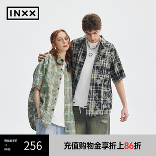 格纹短袖 时尚 潮牌夏新品 APE2040645 衬衣男女同款 INXX APYD