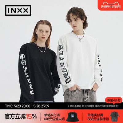 【INXX】Standby 潮牌春新品字母印花圆领长袖T恤情侣XME1010259