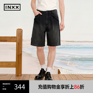 男女同款 水洗泼墨领标短裤 INXX XRF2240957 复古做旧破洞牛仔裤