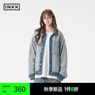 INXX 复古感水洗牛仔外套男正反拼接街头风夹克女XRF3141273