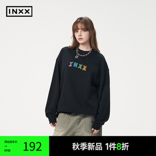 卫衣女手绘彩色logo印花上衣男XRF3101288 INXX 潮牌纯色基础款