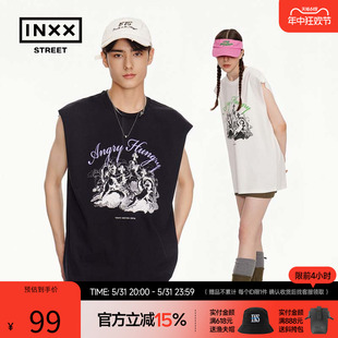 street休闲背心男女同款 无袖 印花T恤情侣款 inxx 24夏季 新品