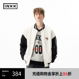 XRF1140737 INXX 潮牌复古配色皮质面料撞色皮衣外套男女同款