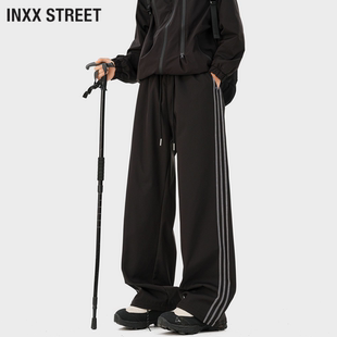 STREET美式 休闲长裤 条纹加绒重磅垂感宽松卫裤 秋冬新款 男士 INXX