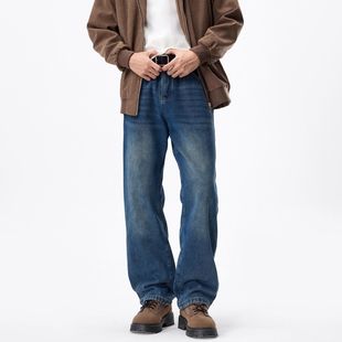 休闲百搭长裤 INXX 复古加绒直筒牛仔裤 潮牌男美式 子 STREET秋冬季