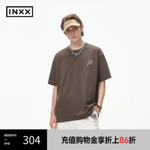 T恤宽松上衣情侣XRF2011222 INXX MASTER 雕龙图案颗粒印花短袖