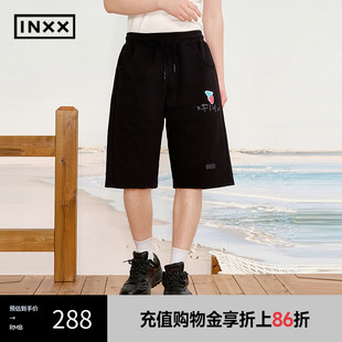 INXX 休闲裤 纯色基础款 XRF2241014 主题图案绣章直筒短裤 情侣款
