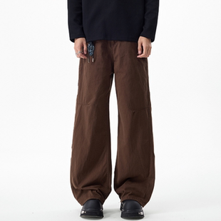 STREET复古棕色阔腿牛仔裤 风cleanfit长裤 男士 美式 秋冬新款 INXX