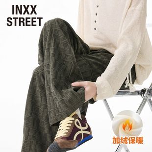 美式 男士 裤 子潮流宽松休闲裤 INXX 加绒直筒潮牌阔腿裤 STREET新款