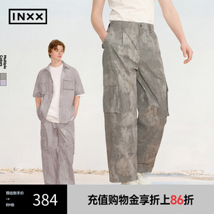风直筒长裤 工装 INXX 情侣XRF2230823 复古蜡染尼龙面料休闲裤