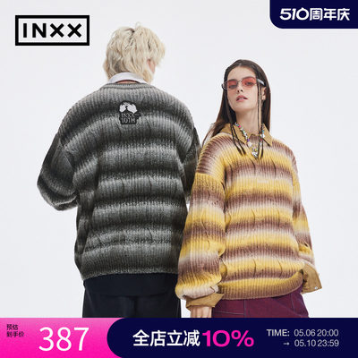 【INXX】Standby 潮牌冬新品圆领条纹针织衫情侣毛衣XMD4061715