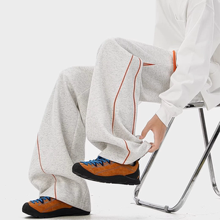 STREET美式 阔腿直筒卫裤 撞色运动弯刀休闲裤 秋冬新款 子男士 INXX