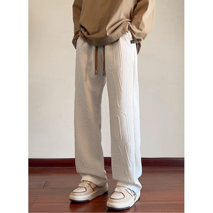 秋冬新款 男士 宽松休闲青少年 STREET肌理感加绒直筒运动卫裤 INXX