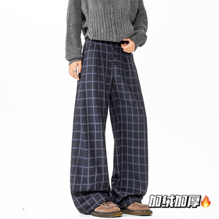 直筒宽松运动休闲长裤 INXX 秋冬新款 男士 STREET加绒加厚格子卫裤