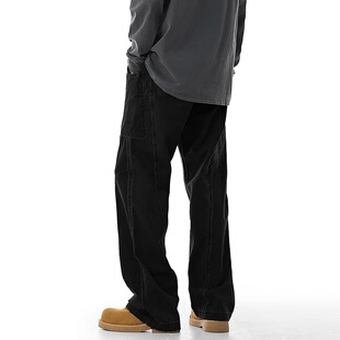 STREET美式 潮牌复古直筒港风休闲裤 工装 水洗纯棉新款 子秋 裤 INXX