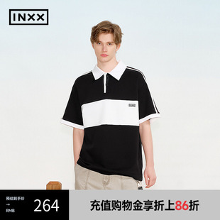上衣情侣XRF2580972 INXX 黑白撞色拼接POLO衫 立体字母印花短袖