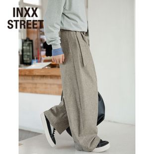 男加绒宽松百搭休闲裤 INXX 老钱风腰带弯刀西裤 新款 STREET秋冬季