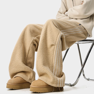 STREET美式 潮牌直筒保暖休闲长裤 条纹运动裤 新款 子 男女冬季 INXX