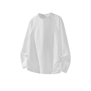 灰色T恤套头打底衫 INXX 复古宽松圆领卫衣长袖 拼接男士 STREET秋季