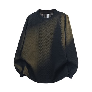 百搭休闲圆领情侣卫衣 男T恤春秋新款 INXX STREET杏色提花宽松长袖