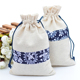 青花瓷中间布条拼接棉麻小布袋子拉绳束口袋佛珠首饰中药端午袋批