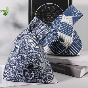 日式和风手腕包 ins套结手拎包手提帆布钱包钥匙手机棉布袋子文艺