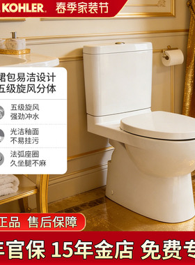 科勒分体马桶齐悦节水大小按钮五级旋风绿能分体坐便器坐便22746
