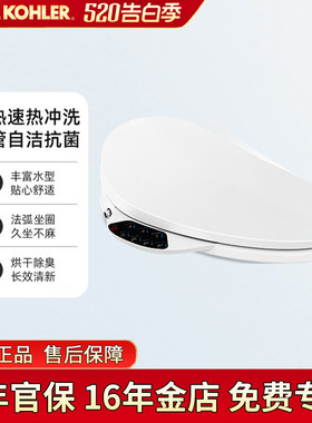 科勒即热式智能坐便马桶盖带冲洗器烘干家用抗菌盖板智感除菌4107