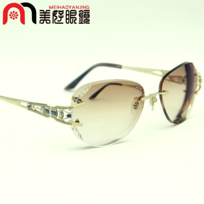 正品韩国YEIN魅影9704蓝月亮无框切边镶钻近视太阳镜女款太阳眼镜