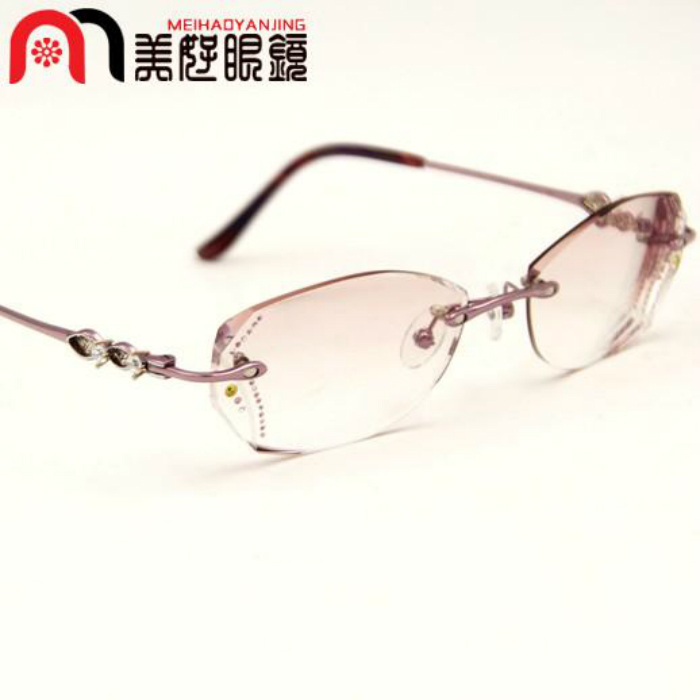 韩国无框切边镶钻近视眼镜