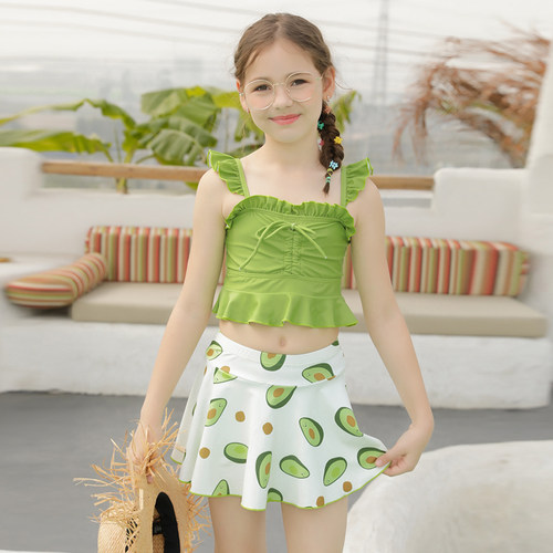 女童泳衣中大童泳装学生保守分体