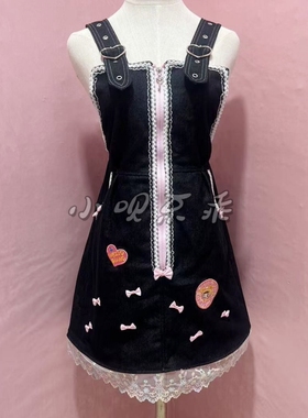 棉背带裙韩日系mezz0pian0可爱安可拉红多巴胺复刻女儿服牛仔裙潮