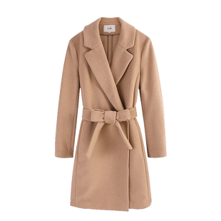 万丽(服饰)双面呢大衣女中长款新款森系韩版冬季毛呢外套女