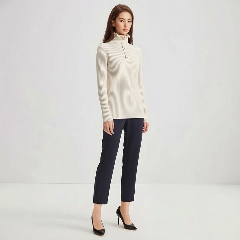 万丽（服饰）秋冬女装舒适套头高领毛衫柔软女款针织衫