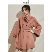 女士大衣双面呢外套中长款 舒适小个子韩版 100%羊毛 服饰 万丽