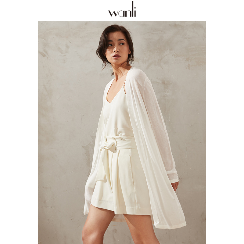 万丽（服饰）女装 针织开衫女中长款外套薄款外搭开衫女防晒纯色