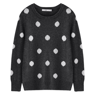 万丽（服饰）女童毛衣套头针织毛衫圆领套衫韩版波点可爱针织衫