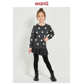 服饰 波点可爱针织衫 女童毛衣套头针织毛衫 韩版 圆领套衫 万丽