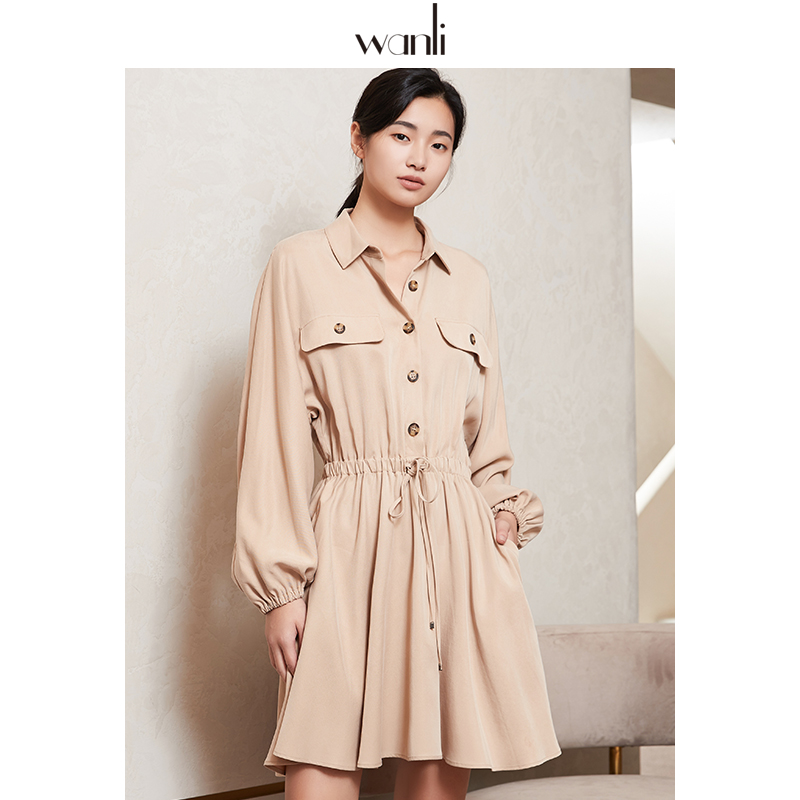 万丽(服饰)秋季女士连衣裙衬衫连衣裙气质显瘦长袖