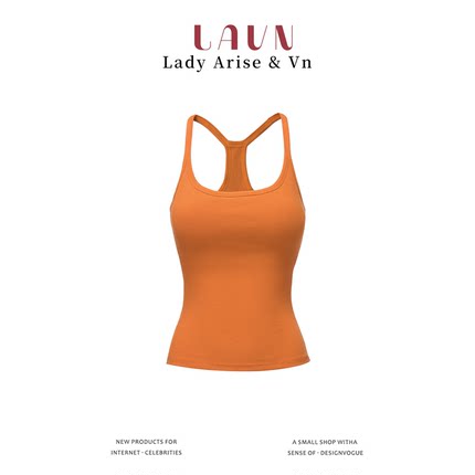 LAVN 橙色吊带背心女夏季遮副乳防走光带胸垫外穿挂脖背心上衣