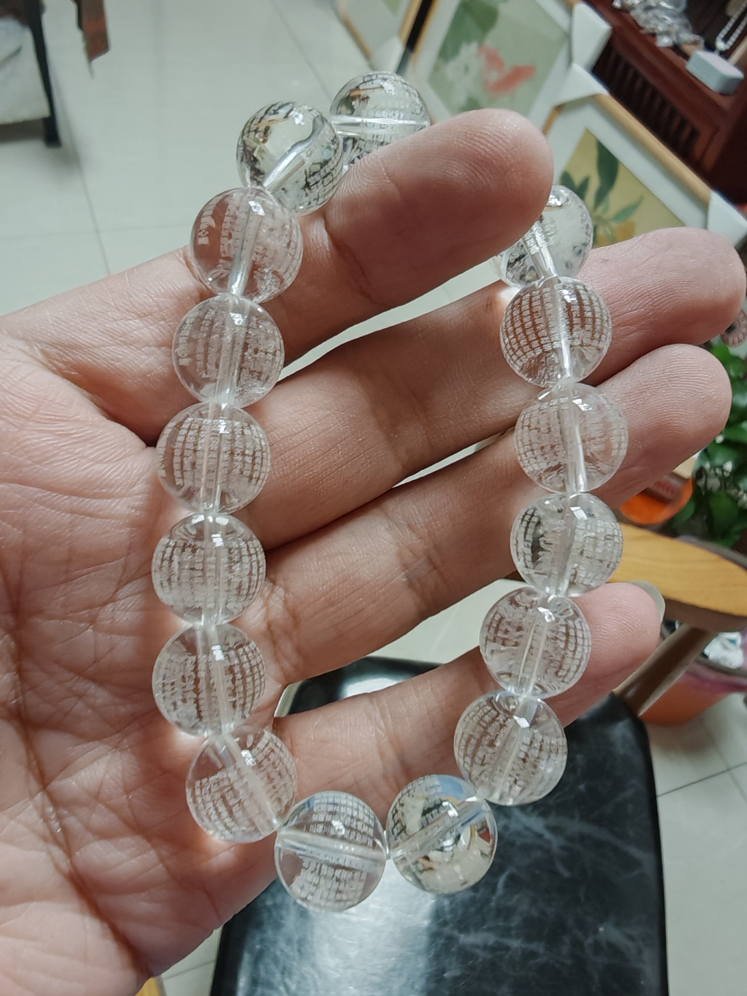天然白水晶心经单圈手链男女般若手饰/手串