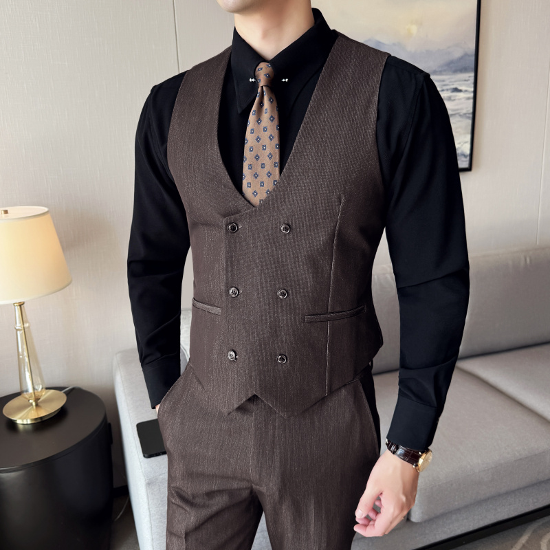 酒吧KTV台球厅足浴餐厅服务员工作服男士双排扣西装马甲西裤套装