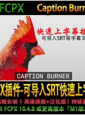 FCPX插件-快速上字幕 Caption Burner 字幕导入 可导入SRT 支持M1